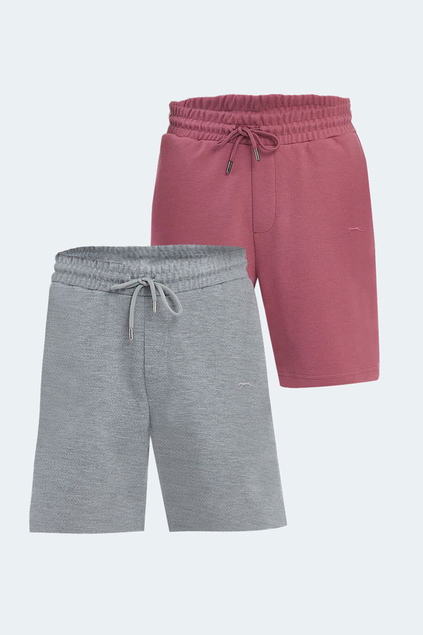 Slazenger VIRTUALLY 2li Set Erkek Şort Gri -Gül