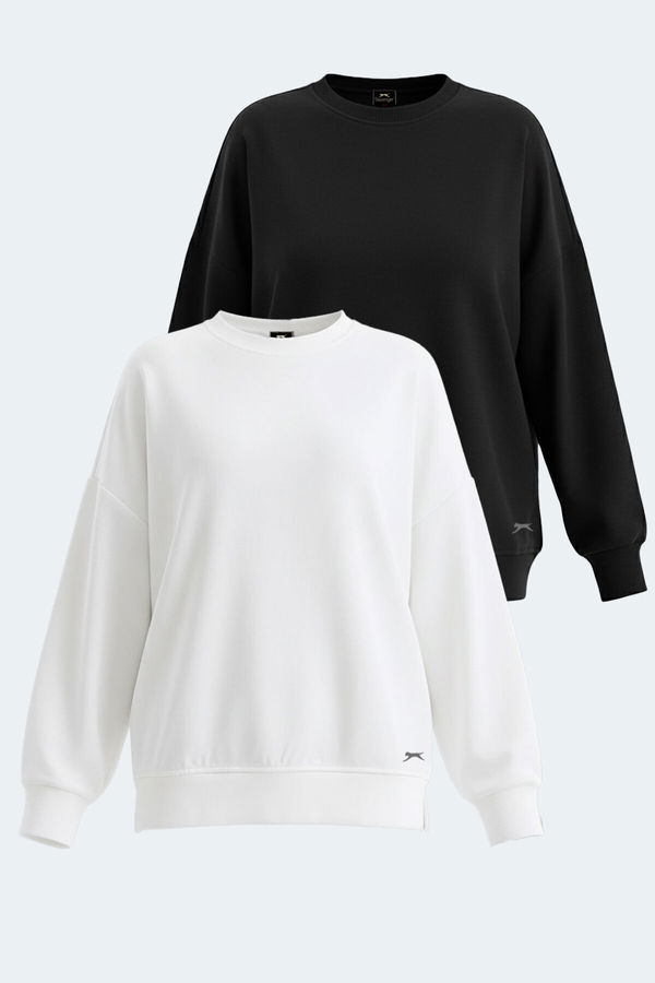 Slazenger VIRTUE 2 li set Kadın Beyaz - Siyah Sweatshirt