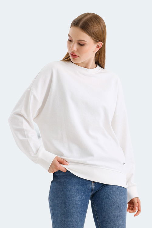 Slazenger VIRTUE 2 li set Kadın Oversıze Beyaz - Siyah Sweatshirt