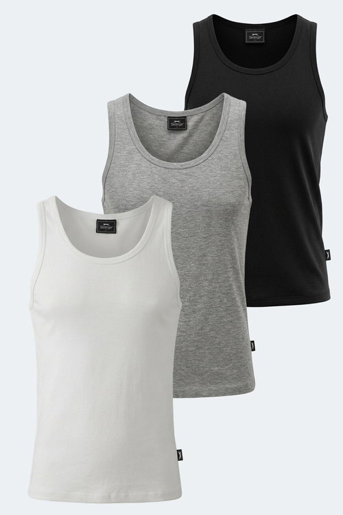 Slazenger VLATKA 3 LÜ SET Kadın Beyaz - Siyah - Gri Tişört