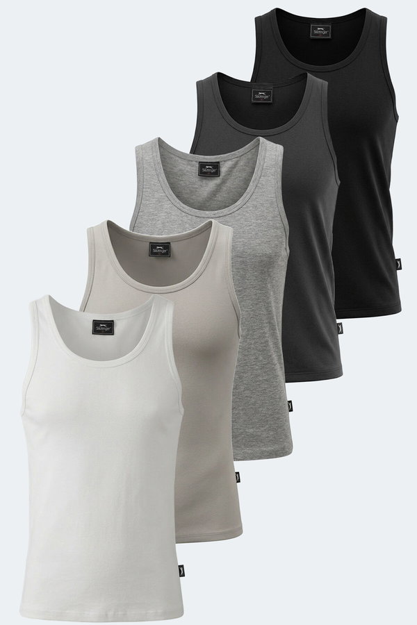 Slazenger VLATKA 5 Lİ SET Kadın Beyaz - Siyah - Gri - Taş Gri - Koyu Gri Tişört