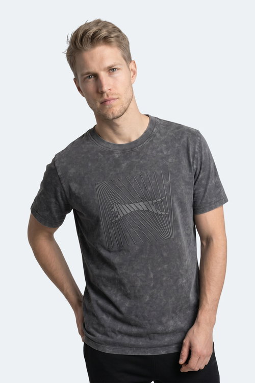Slazenger ZAIR Erkek Baskılı Gri Tişört