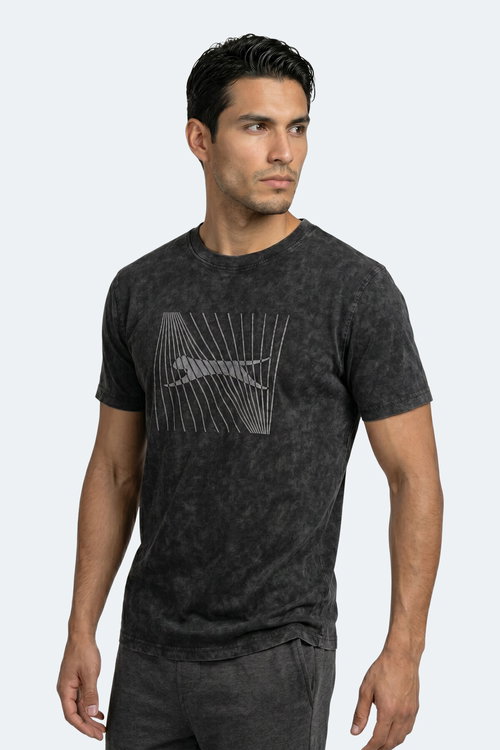 Slazenger ZAIR Erkek Baskılı Siyah Tişört