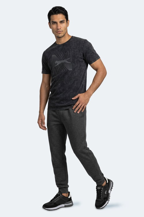 Slazenger ZAIR Erkek Baskılı Siyah Tişört