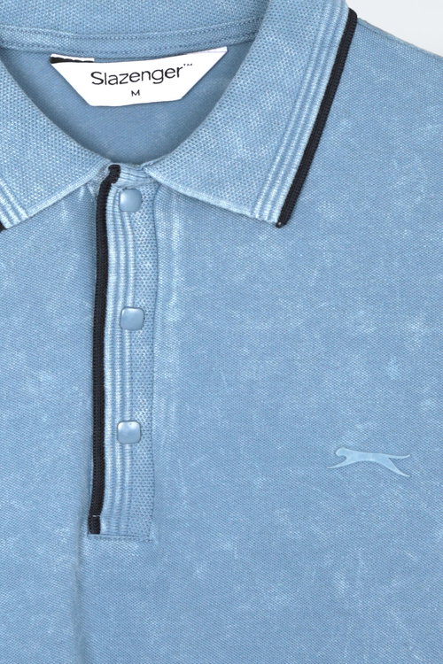 Slazenger ZALE Erkek Polo Yaka Indigo Tişört