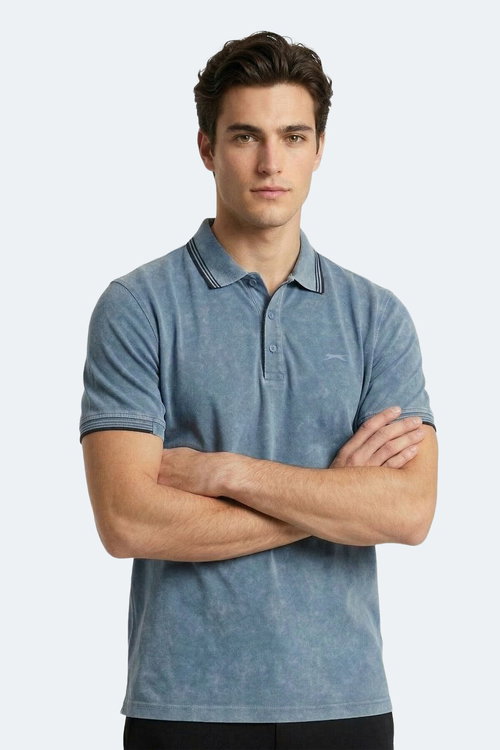 Slazenger ZALE Erkek Polo Yaka Indigo Tişört