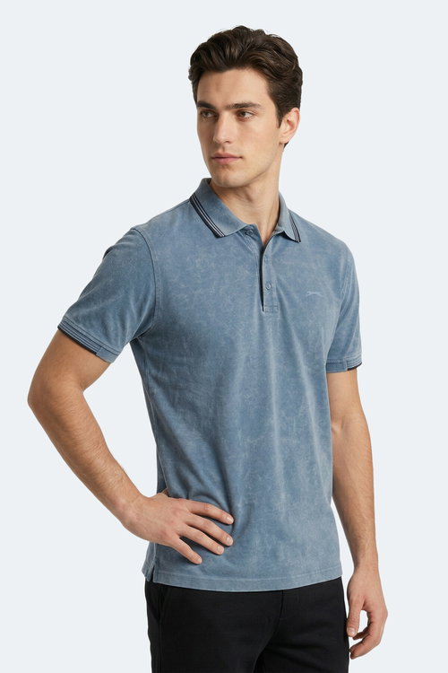 Slazenger ZALE Erkek Polo Yaka Indigo Tişört