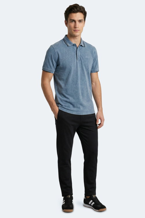 Slazenger ZALE Erkek Polo Yaka Indigo Tişört