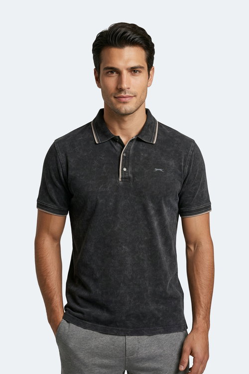 Slazenger ZALE Erkek Polo Yaka Siyah Tişört