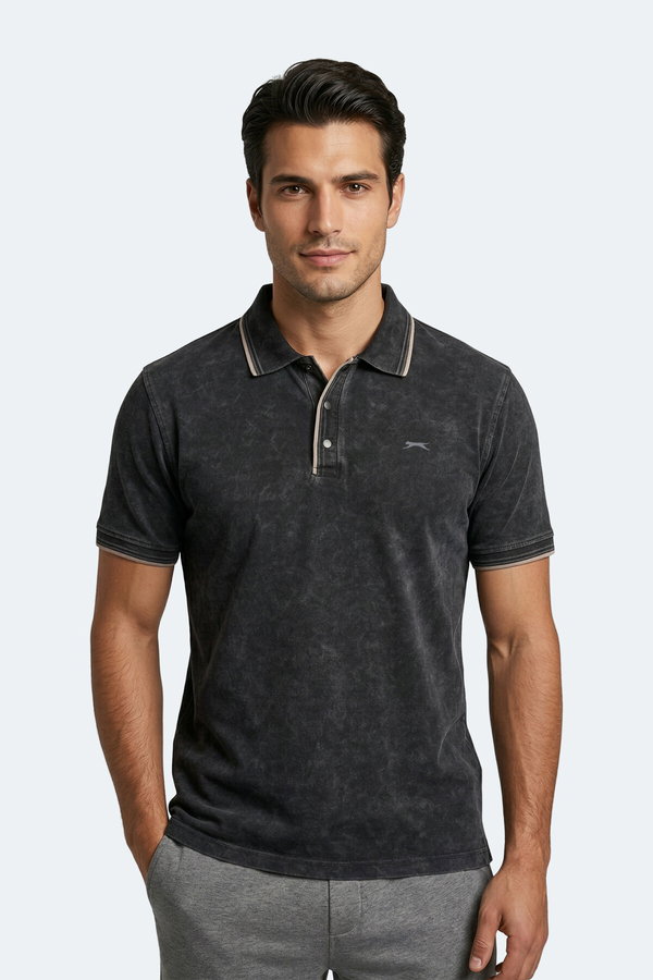 Slazenger ZALE Erkek Polo Yaka Siyah Tişört