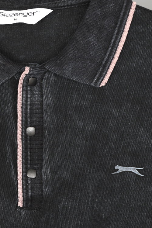 Slazenger ZALE Erkek Polo Yaka Siyah Tişört