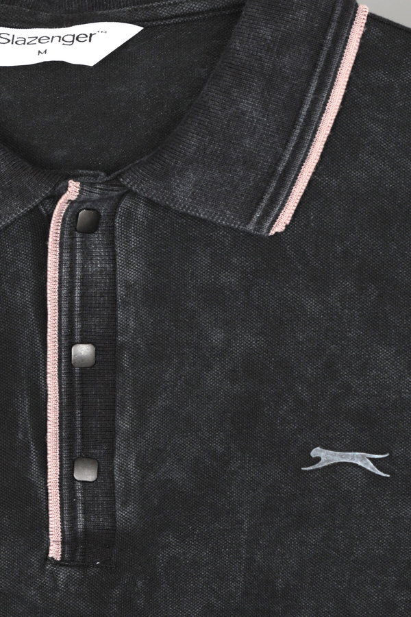 Slazenger ZALE Erkek Polo Yaka Siyah Tişört