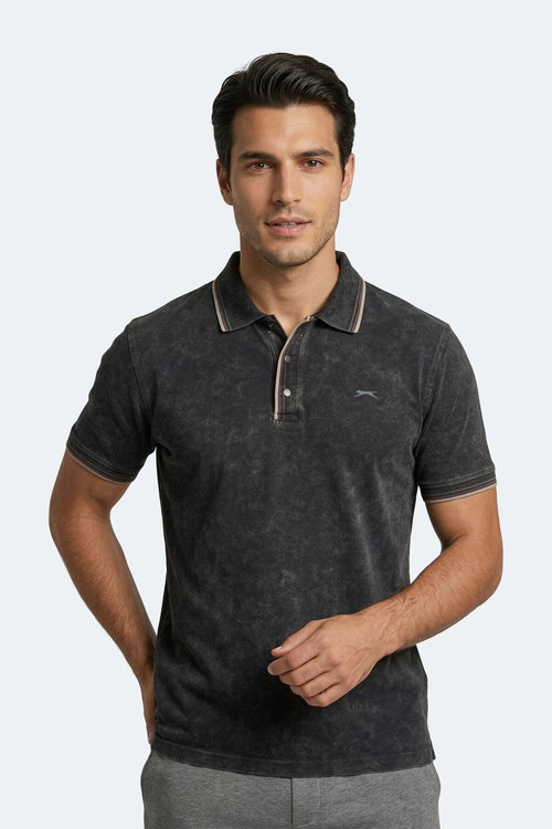 Slazenger ZALE Erkek Polo Yaka Siyah Tişört