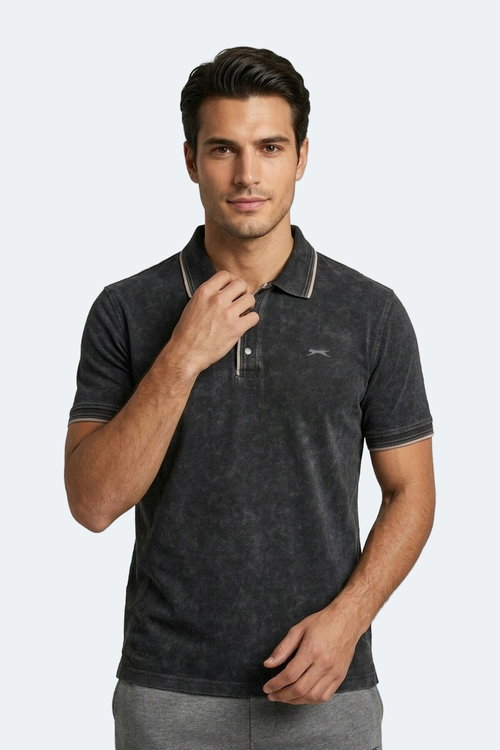 Slazenger ZALE Erkek Polo Yaka Siyah Tişört