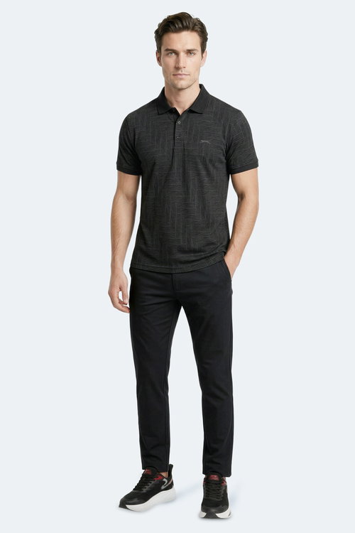 Slazenger ZANY Erkek Polo Yaka Siyah Tişört