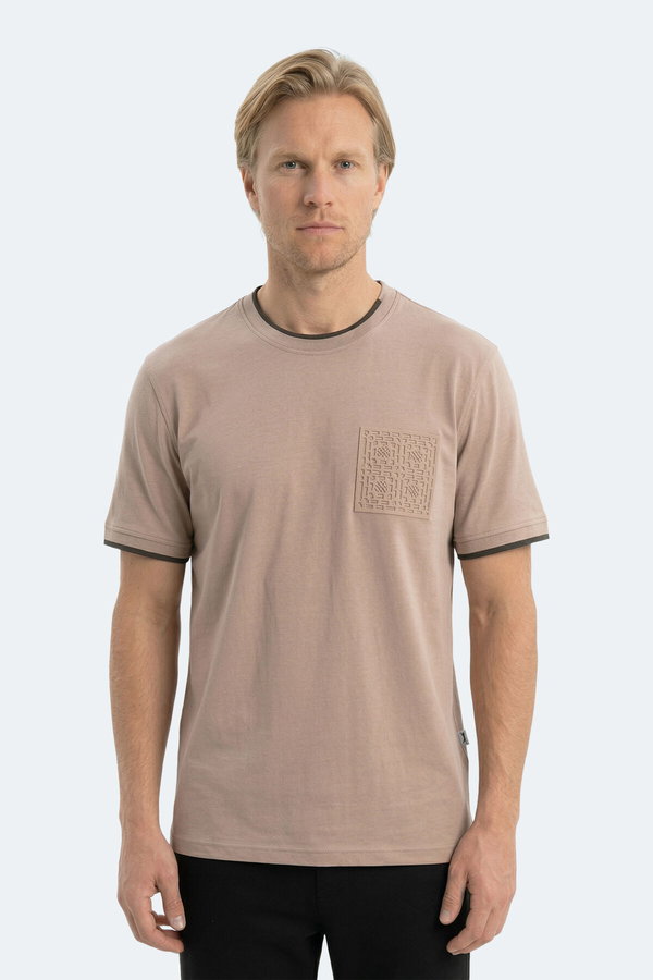 Slazenger ZAVIER Erkek Pamuklu Kahve Tişört