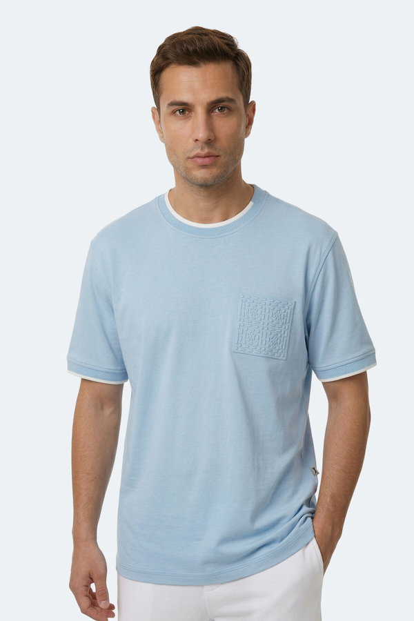 Slazenger ZAVIER Erkek Pamuklu Mavi Tişört