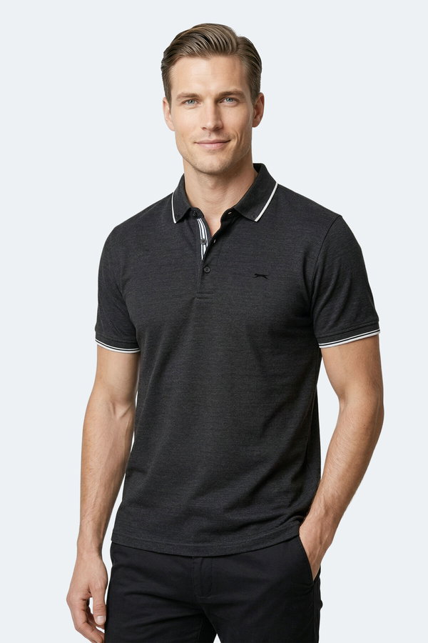 Slazenger ZERU Erkek Polo Yaka Siyah Tişört