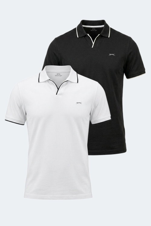 Slazenger ZITHER 2 Lİ SET Erkek Beyaz - Siyah Tişört