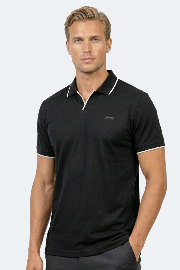 Slazenger ZITHER Erkek Polo Yaka Siyah Tişört
