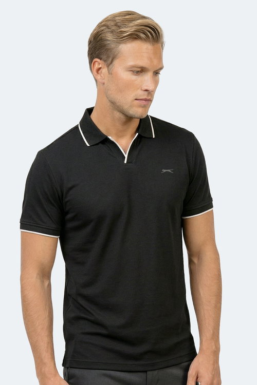 Slazenger ZITHER Erkek Polo Yaka Siyah Tişört