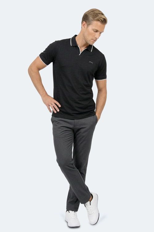 Slazenger ZITHER Erkek Polo Yaka Siyah Tişört