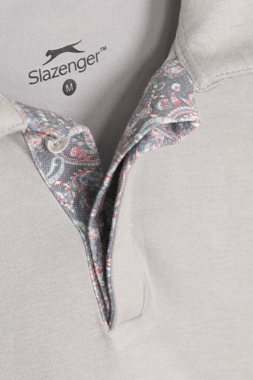 Slazenger ZODIACS Erkek Polo Yaka Gri Tişört