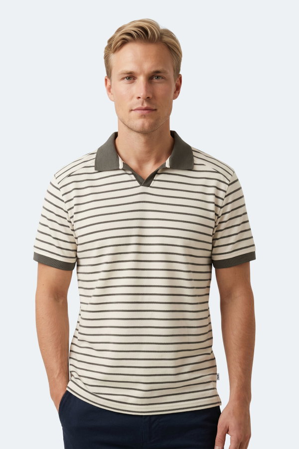 Slazenger ZOLL Erkek Polo Yaka Beyaz / Yeşil Tişört