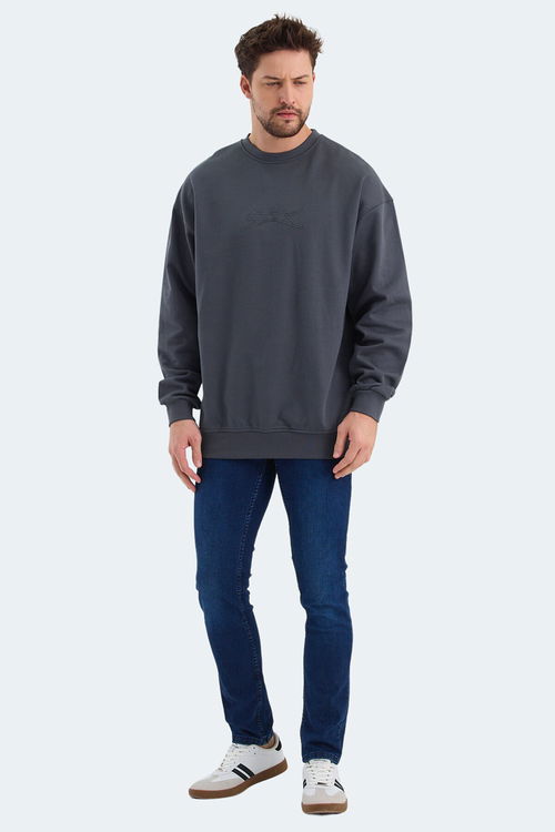 VADIK Oversıze Erkek Sweatshirt Koyu Gri