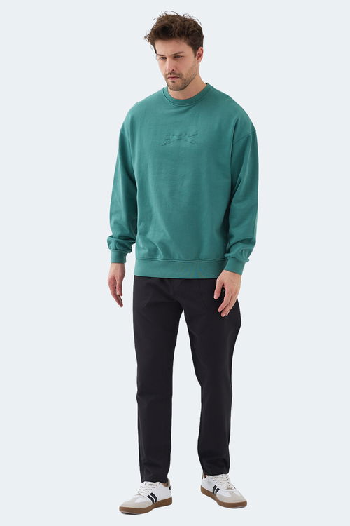 Slazenger VADIK IN Erkek Oversıze Yeşil Sweatshırt