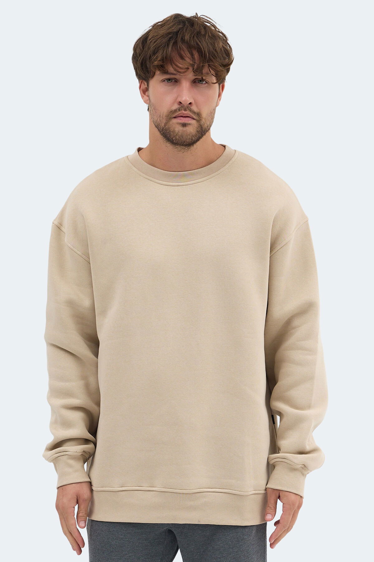 Slazenger VADIM Unisex Oversıze Bej Sweatshırt - Thumbnail