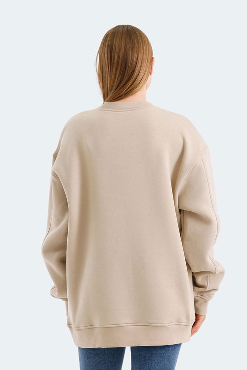 Slazenger VADIM Unisex Oversıze Bej Sweatshırt Slazenger VADIM Unisex Oversıze Bej Sweatshırt