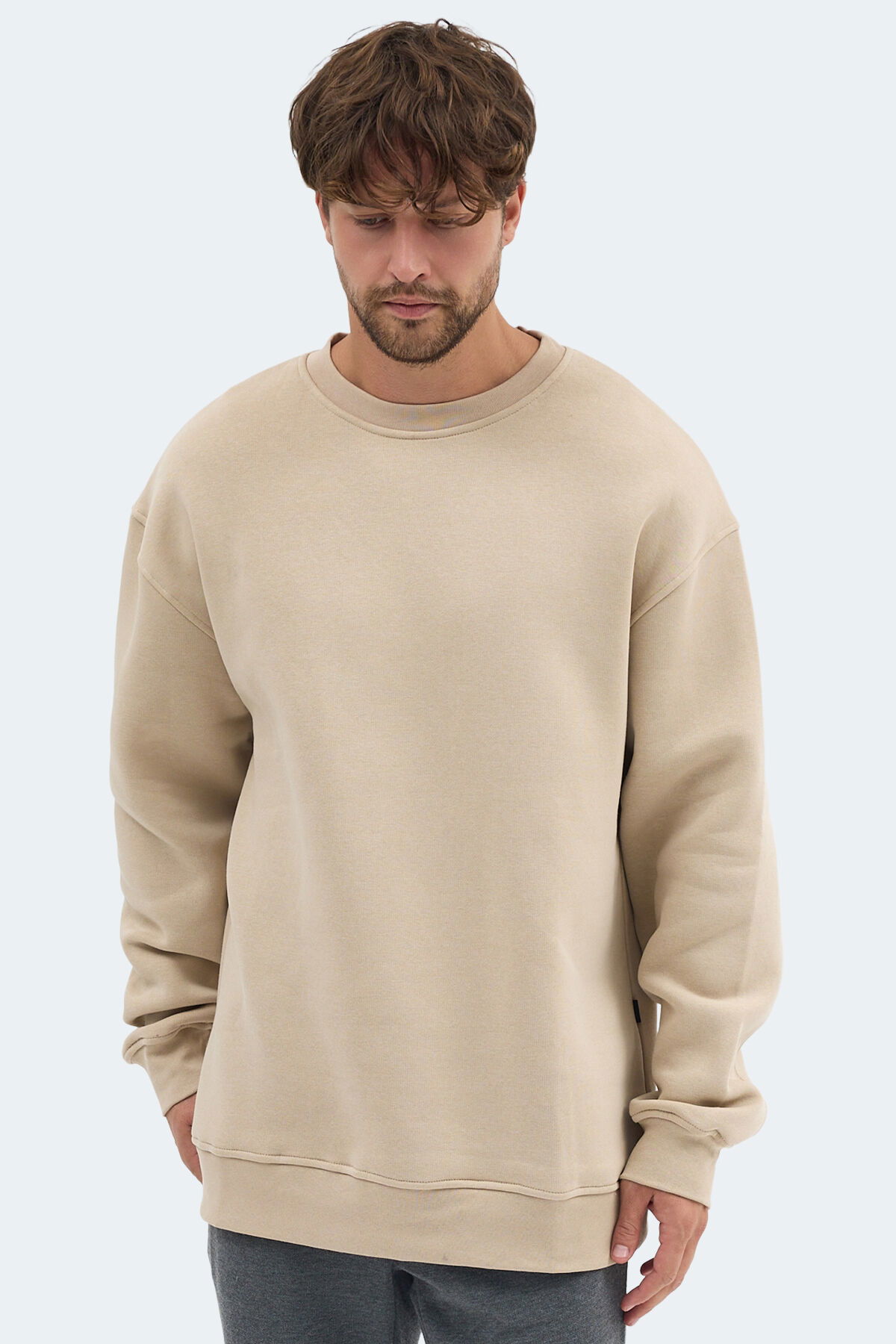 Slazenger VADIM Unisex Oversıze Bej Sweatshırt - Thumbnail