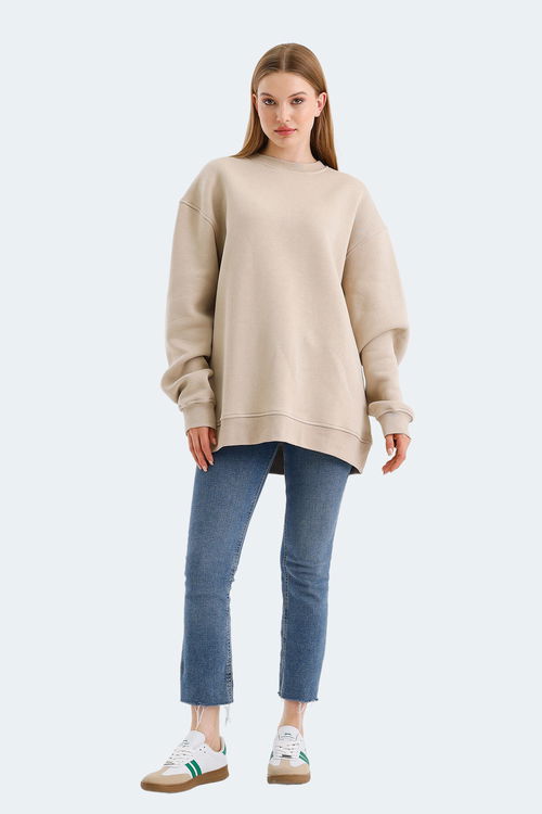 Slazenger VADIM Unisex Oversıze Bej Sweatshırt Slazenger VADIM Unisex Oversıze Bej Sweatshırt