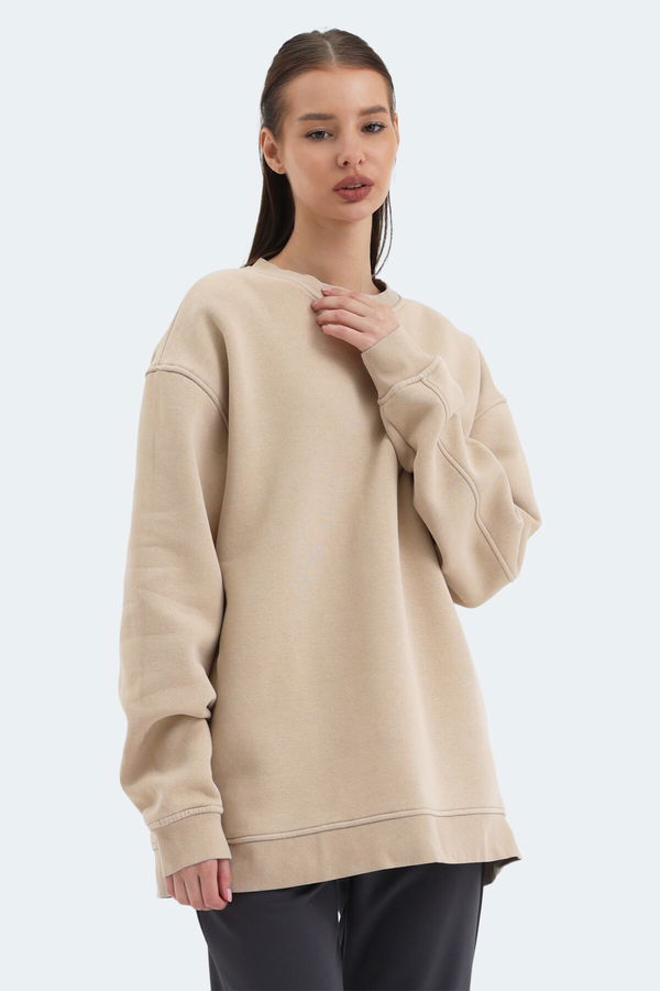 Slazenger VADIM Unisex Oversıze Bej Sweatshırt