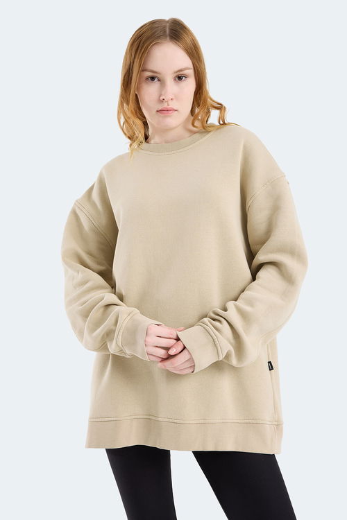 Slazenger VADIM Unisex Oversıze Bej Sweatshırt