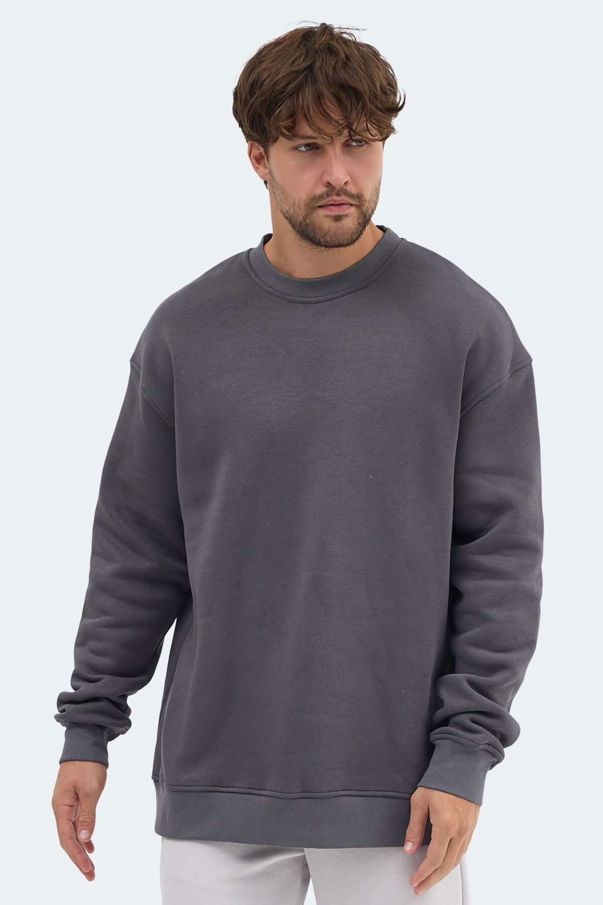 Slazenger VADIM Unisex Oversıze Koyu Gri Sweatshırt - Thumbnail