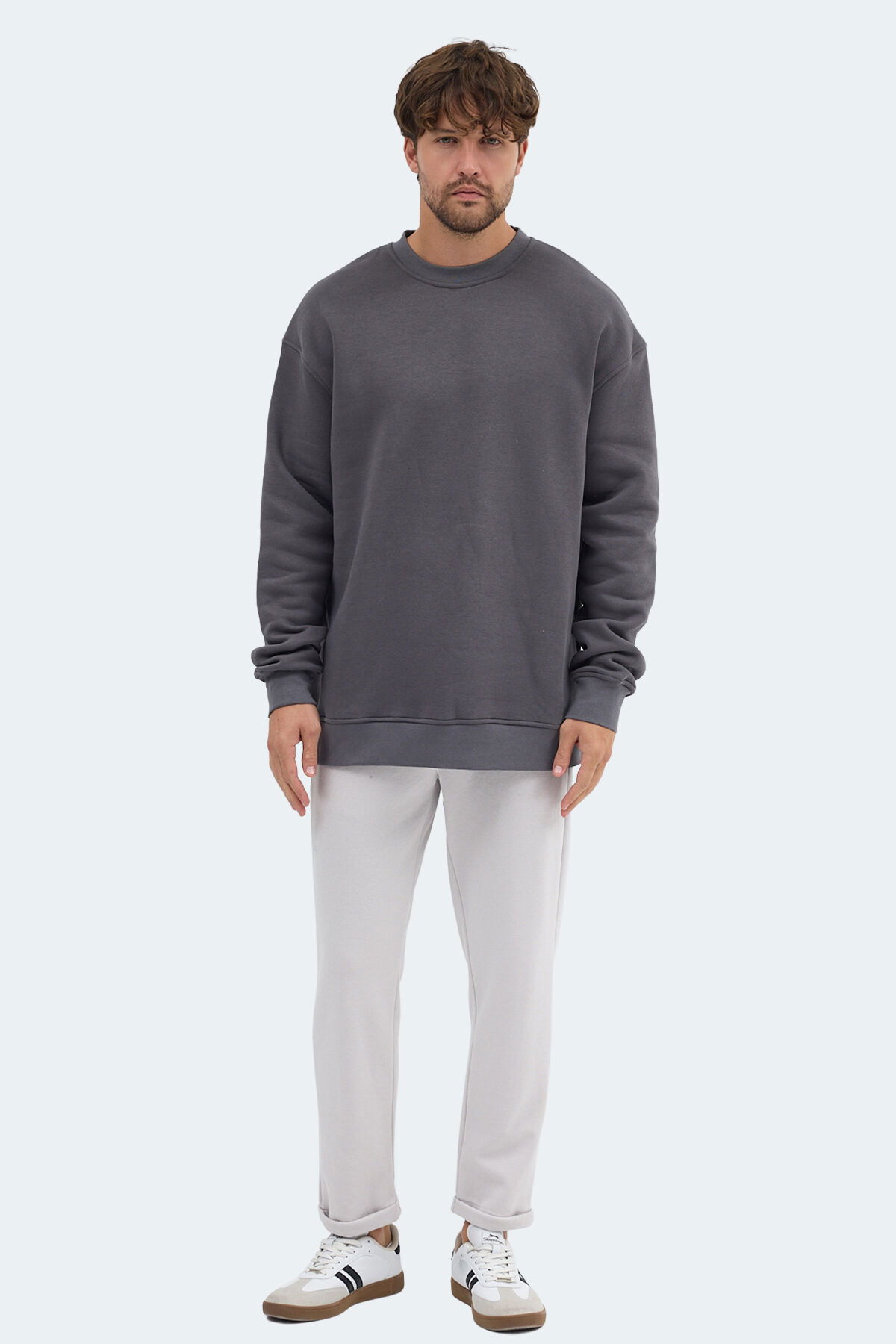 Slazenger VADIM Unisex Oversıze Koyu Gri Sweatshırt - Thumbnail