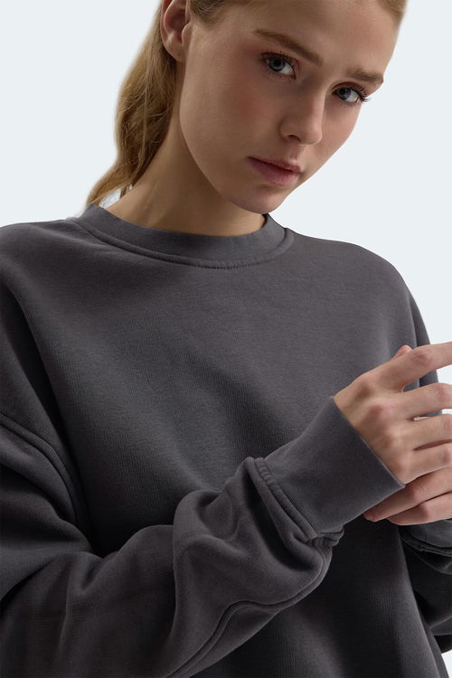 Slazenger VADIM Unisex Oversıze Koyu Gri Sweatshırt