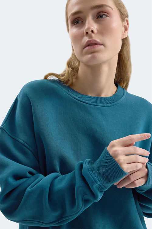 Slazenger VADIM Unisex Oversıze Petrol Sweatshırt