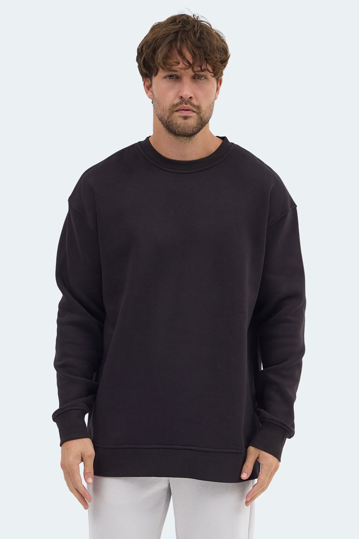 Slazenger VADIM Unisex Oversıze Siyah Sweatshırt - Thumbnail