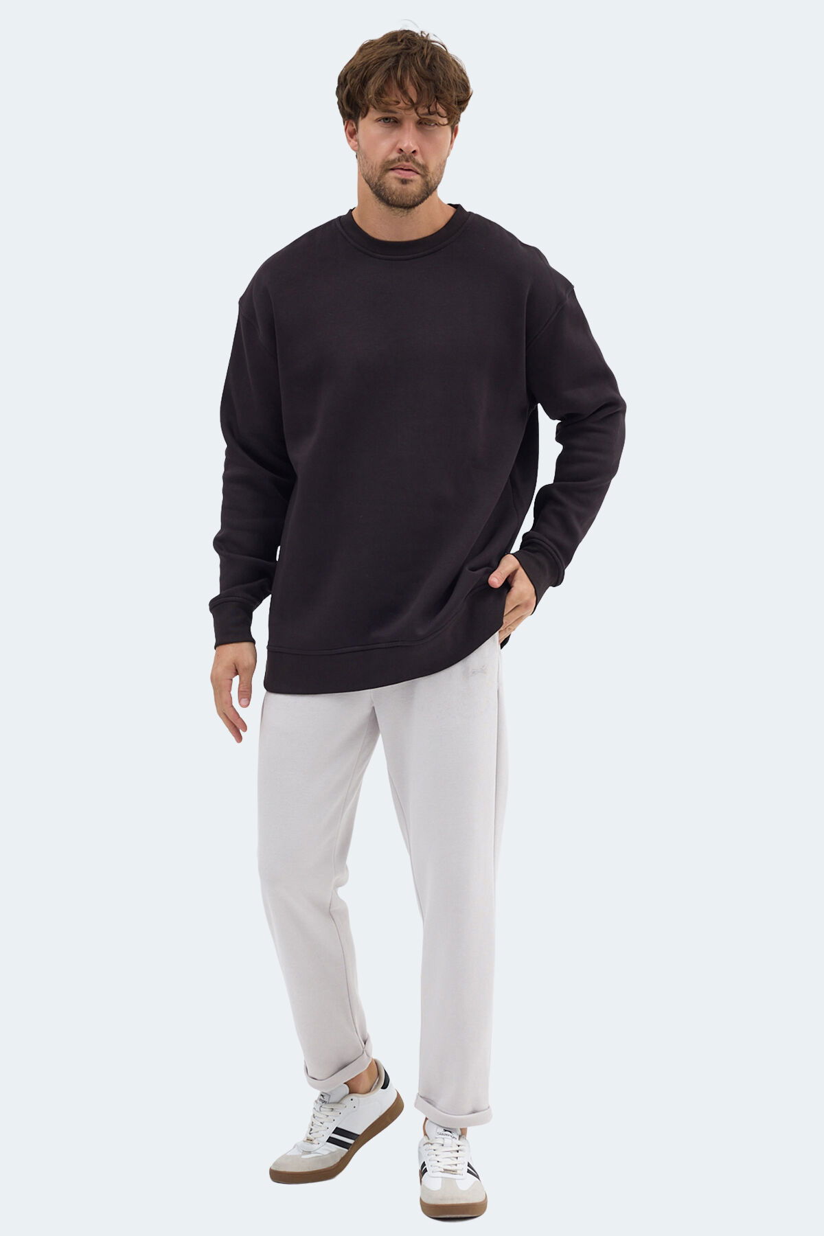 Slazenger VADIM Unisex Oversıze Siyah Sweatshırt - Thumbnail