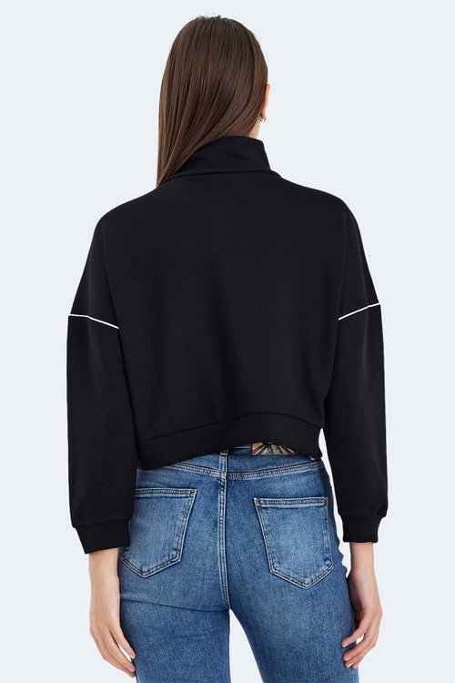 Slazenger VALENCIA Kadın Crop Siyah Sweatshırt