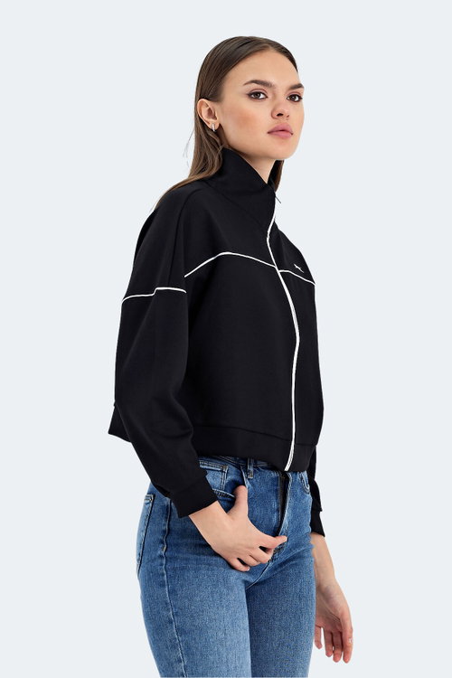 Slazenger VALENCIA Kadın Crop Siyah Sweatshırt