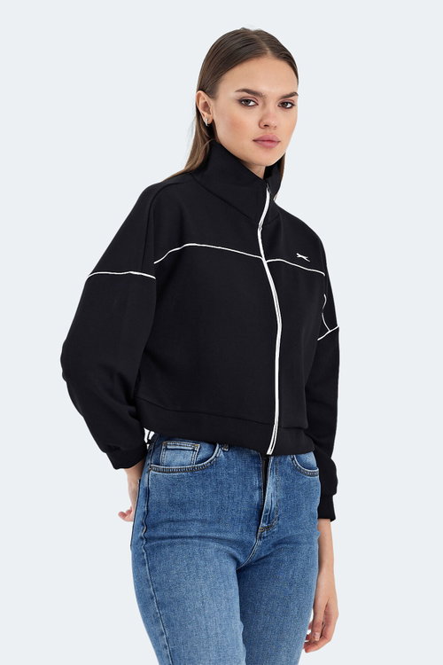 Slazenger VALENCIA Kadın Crop Siyah Sweatshırt