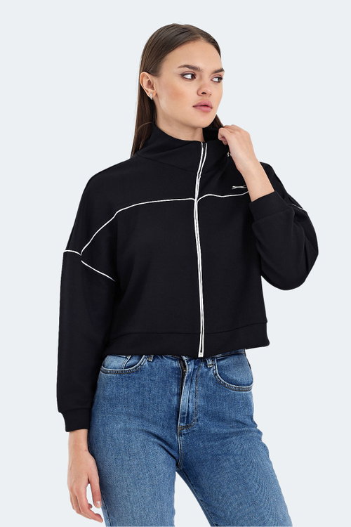 Slazenger VALENCIA Kadın Crop Siyah Sweatshırt
