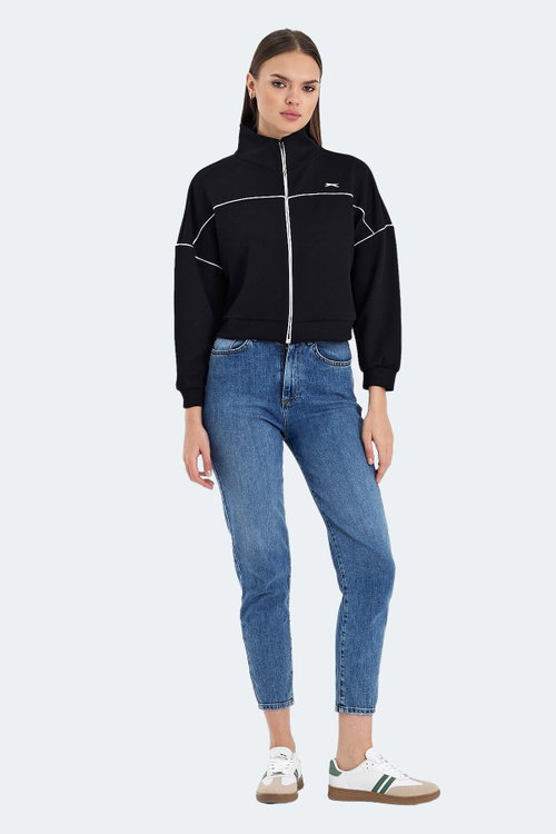 Slazenger VALENCIA Kadın Crop Siyah Sweatshırt