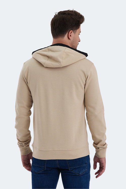 Slazenger VANDA Erkek Kanguru Cepli Kapüşonlu Bej Sweatshırt
