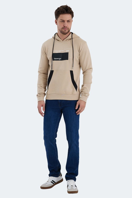 Slazenger VANDA Erkek Kanguru Cepli Kapüşonlu Bej Sweatshırt