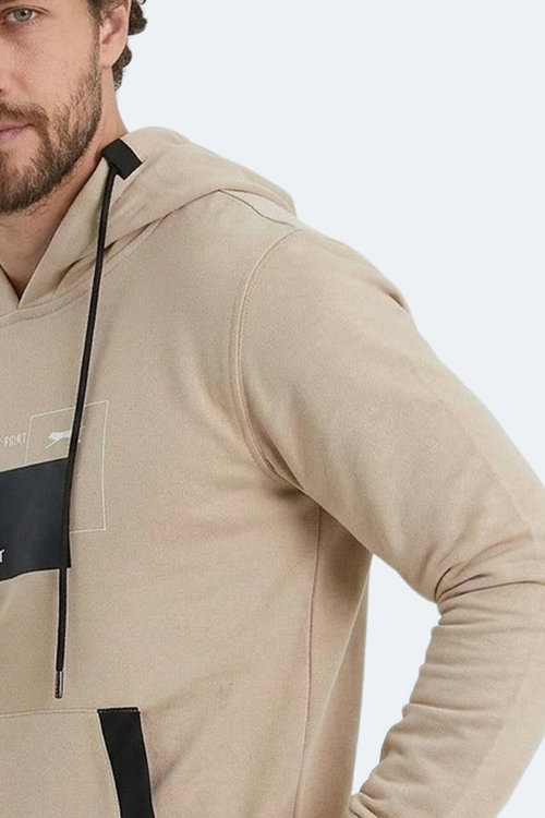 Slazenger VANDA Erkek Kanguru Cepli Kapüşonlu Bej Sweatshırt